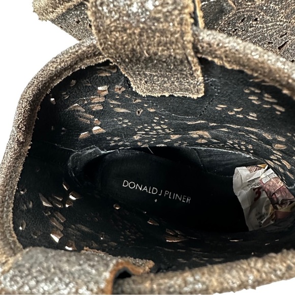 DONALD J. PLINER Bottie Short Metallic Brushed Suede Cowboy Boots - Picture 7 of 10